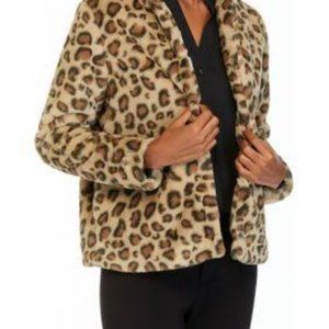 NWT New Directions Fuzzy Faux Fur Leopard Print Jacket/Coat Women's Size XL